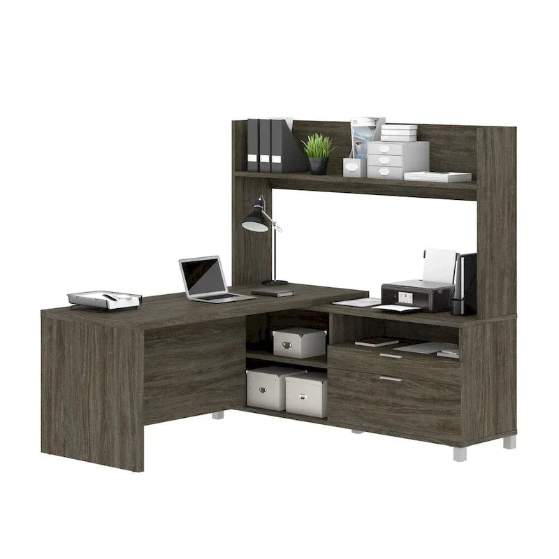 Bureau en L Pro-Linea avec huche ouverte
