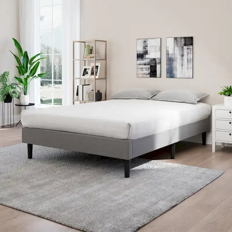 Lit plateforme contemporain gris rembourré