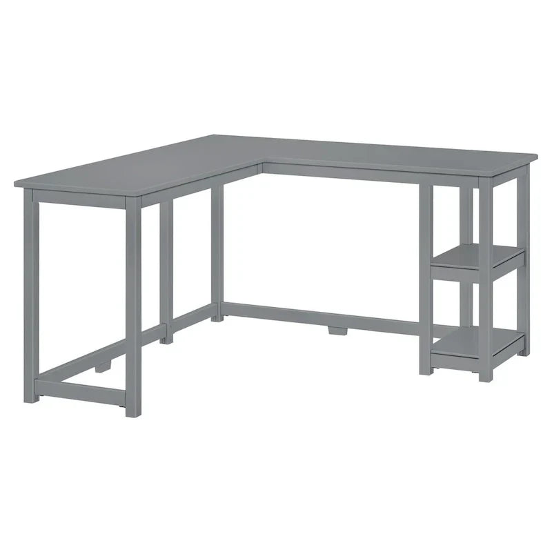 Bureau d'angle avec étagères style planche et poutre