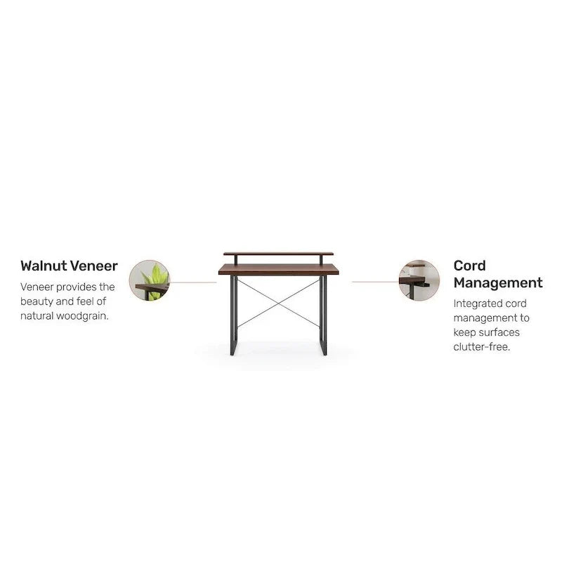 Homestyles Bureau en Bois Marron avec Support d'Écran