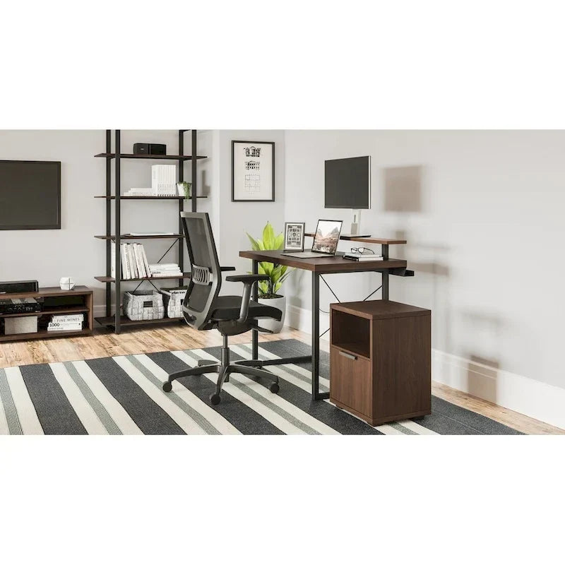 Homestyles Bureau en Bois Marron avec Support d'Écran