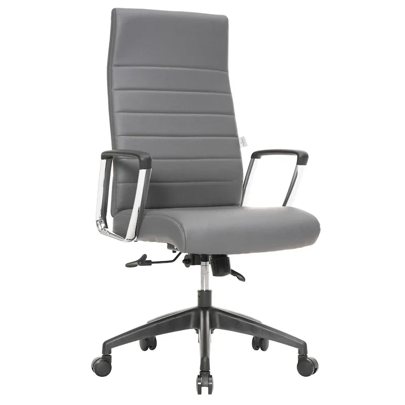 Chaise de bureau de conférence LeisureMod Hilton moderne à dossier haut en cuir