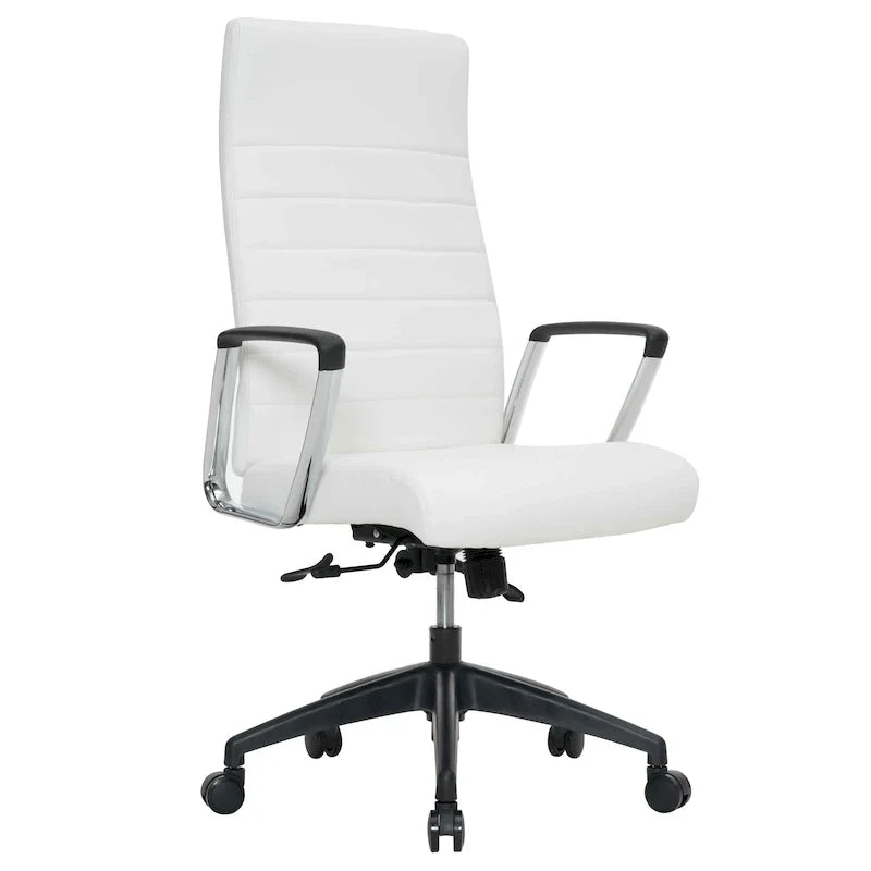 Chaise de bureau de conférence LeisureMod Hilton moderne à dossier haut en cuir