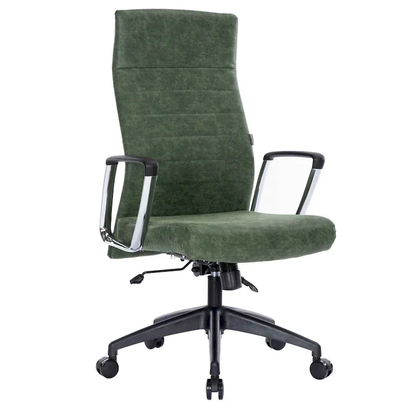 Chaise de bureau de conférence LeisureMod Hilton moderne à dossier haut en cuir