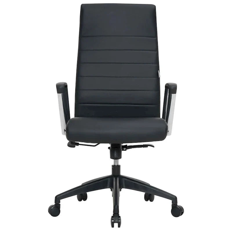 Chaise de bureau de conférence LeisureMod Hilton moderne à dossier haut en cuir