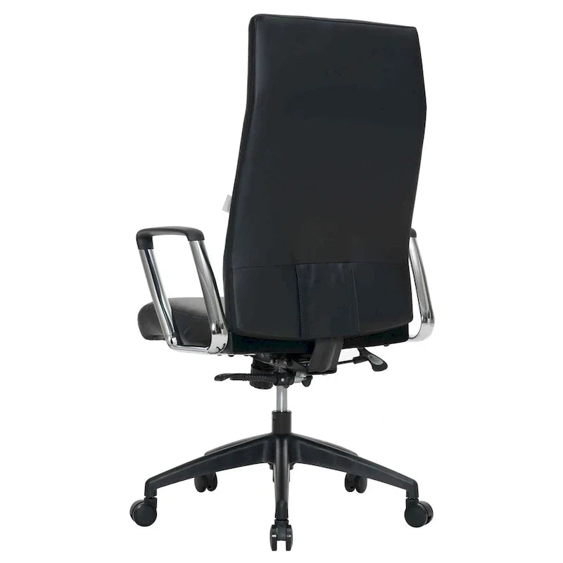 Chaise de bureau de conférence LeisureMod Hilton moderne à dossier haut en cuir