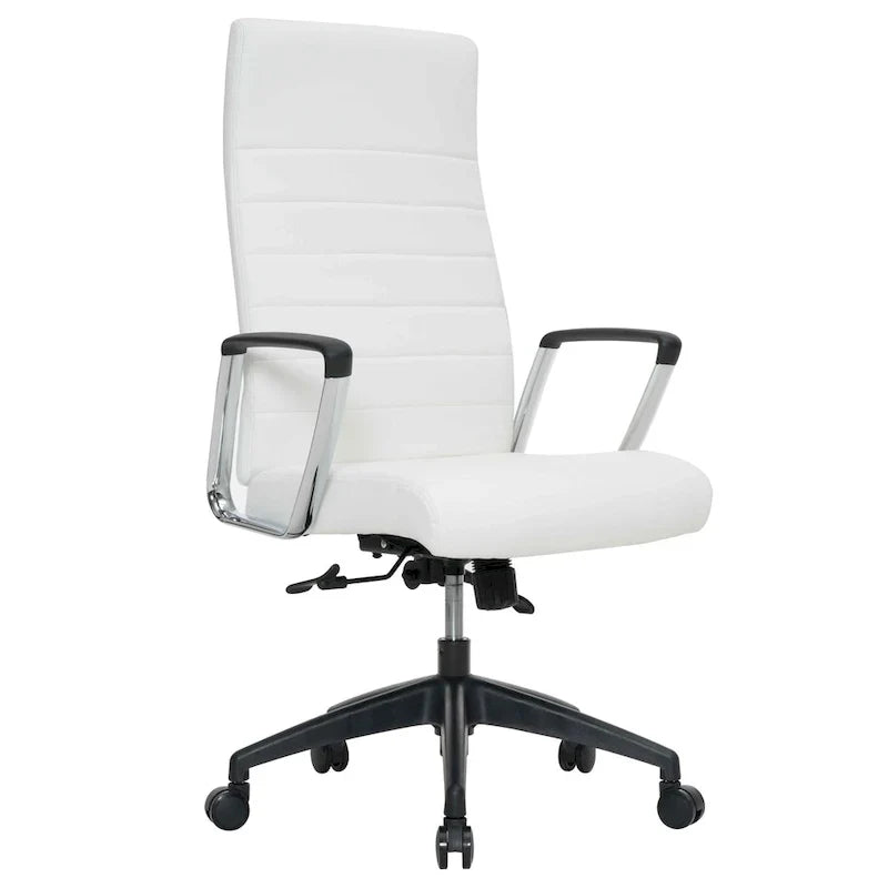 Chaise de bureau de conférence LeisureMod Hilton moderne à dossier haut en cuir