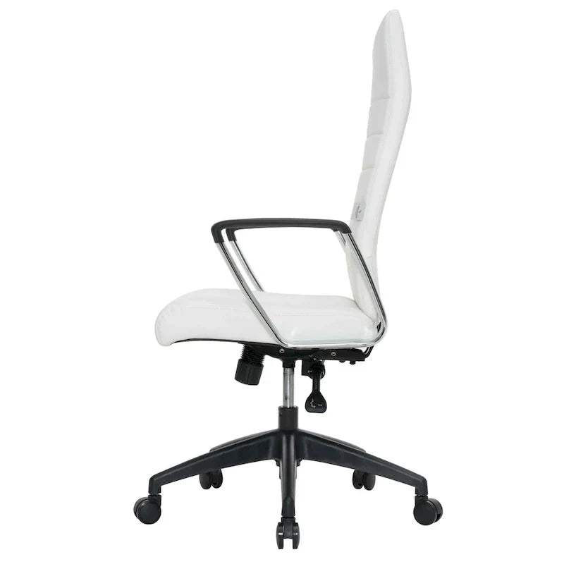 Chaise de bureau de conférence LeisureMod Hilton moderne à dossier haut en cuir