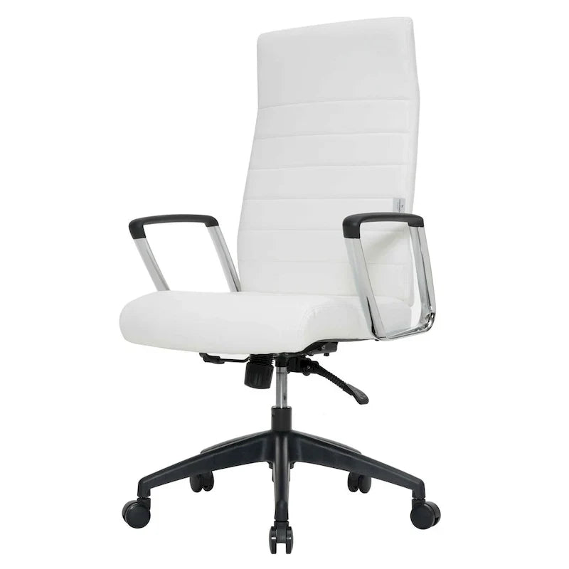 Chaise de bureau de conférence LeisureMod Hilton moderne à dossier haut en cuir