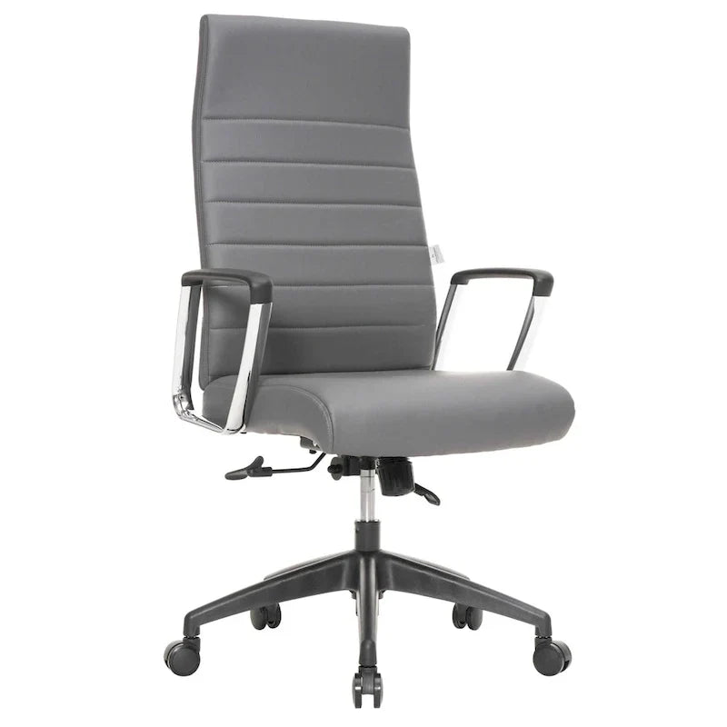 Chaise de bureau de conférence LeisureMod Hilton moderne à dossier haut en cuir