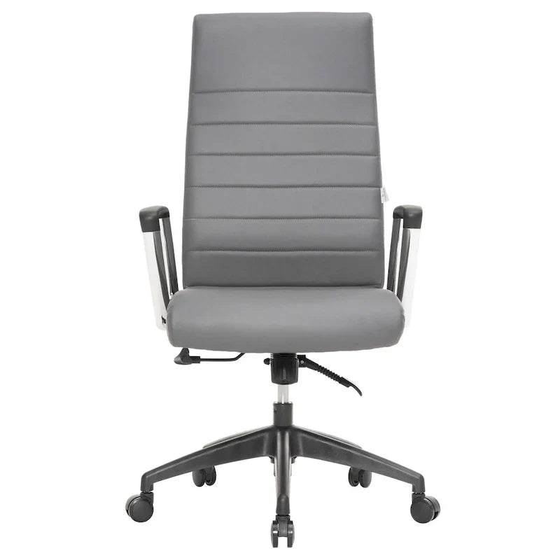 Chaise de bureau de conférence LeisureMod Hilton moderne à dossier haut en cuir