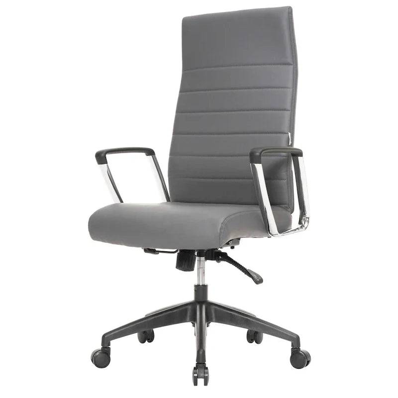 Chaise de bureau de conférence LeisureMod Hilton moderne à dossier haut en cuir