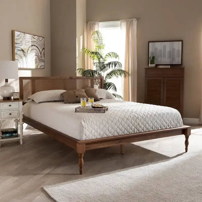Lit plateforme en bois et rotin synthétique Ullared Carson Carrington
