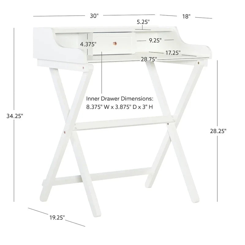 Bureau pliant en bois massif Clover