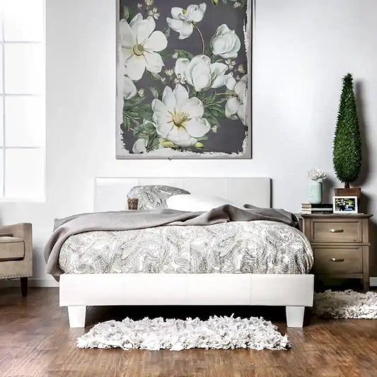 Lit plateforme moderne King en similicuir Lala de Furniture of America