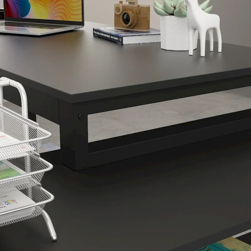 Bureau d'ordinateur d'angle en L Timechee 55 pouces avec tiroirs
