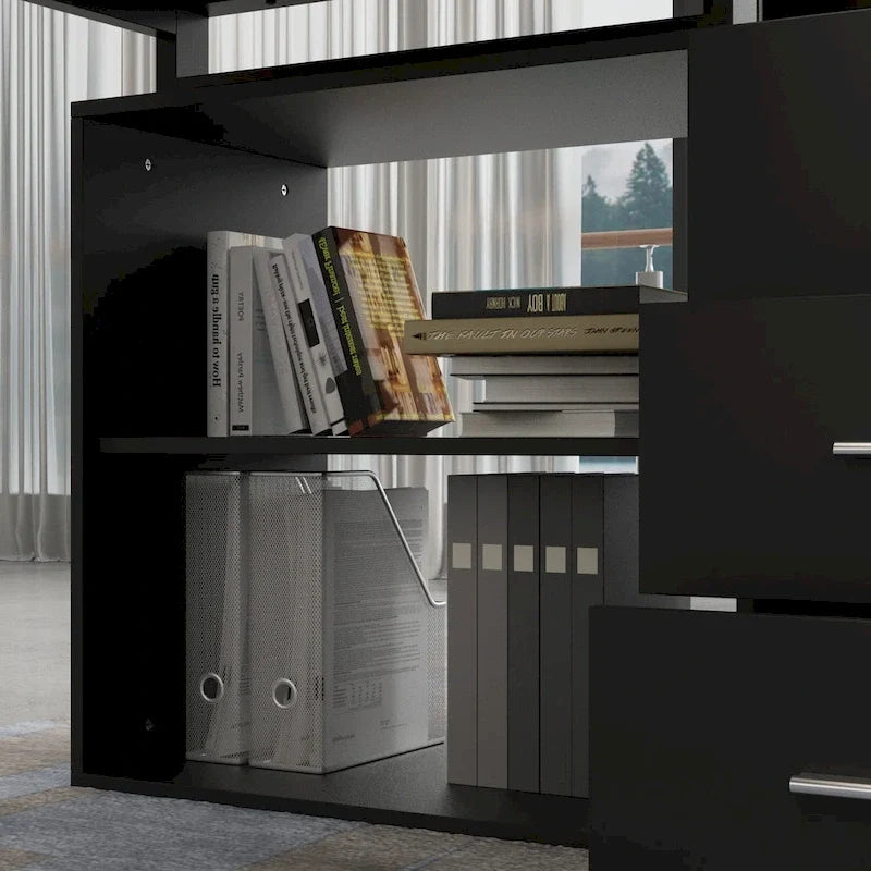 Bureau d'ordinateur d'angle en L Timechee 55 pouces avec tiroirs