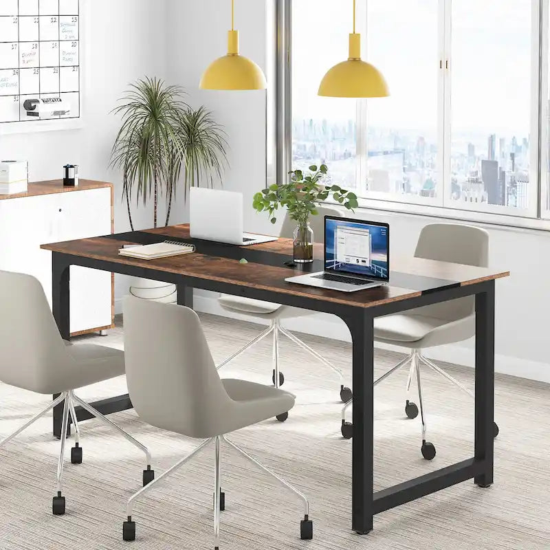 Table de conférence 70,86 pouces, table de réunion avec cadre métallique stable - 70,86L x 31L x 29H