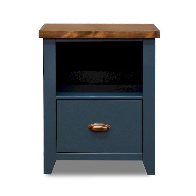 Classeur Bridgevine Home Nantucket 22 pouces à 1 tiroir, aucun assemblage requis, denim bleu et whiskey
