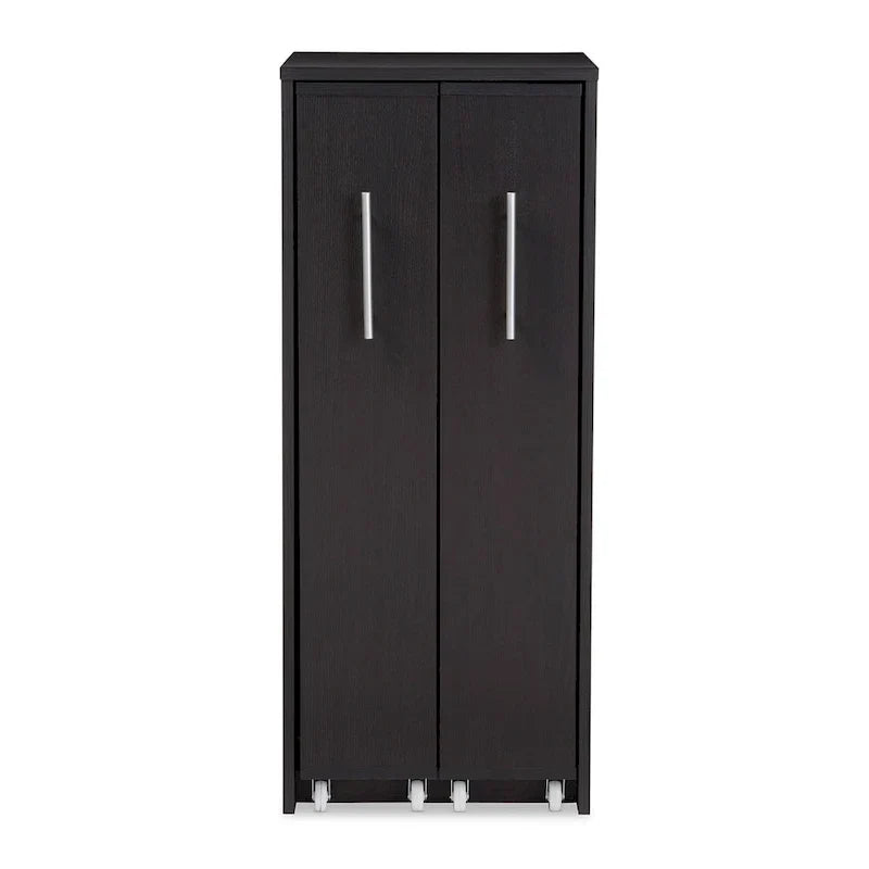 Baxton Studio Lindo – Bibliothèque en bois brun foncé avec deux portes et étagères de rangement