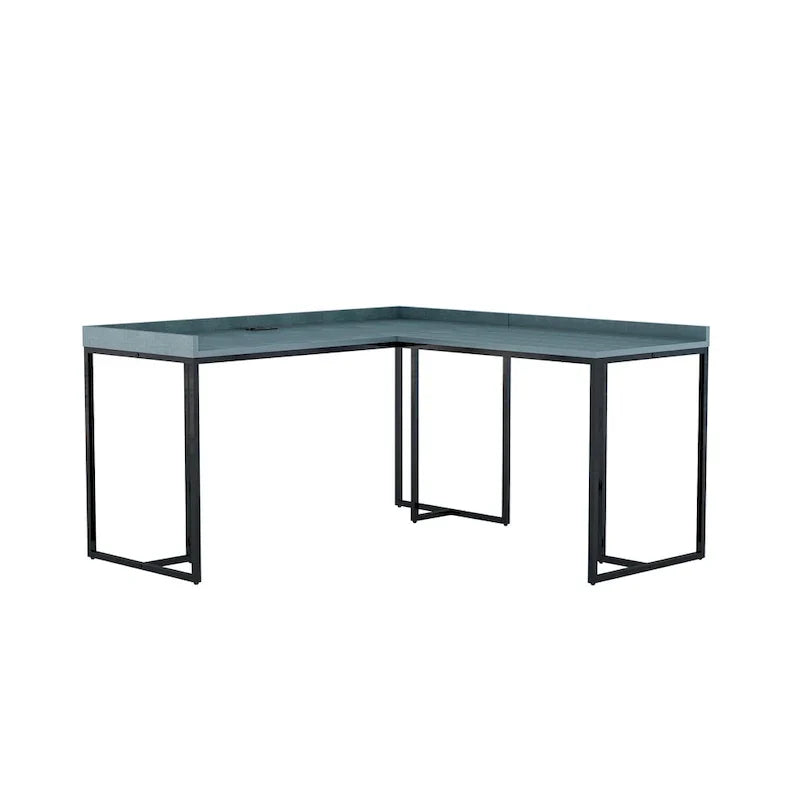 Bureau d'ordinateur en L en métal de 59 pouces Magnus Industrial avec USB par Furniture of America