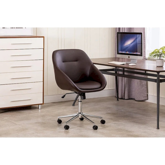 Chaise de bureau pivotante Porthos Home Hayes, piètement chromé, cuir PU