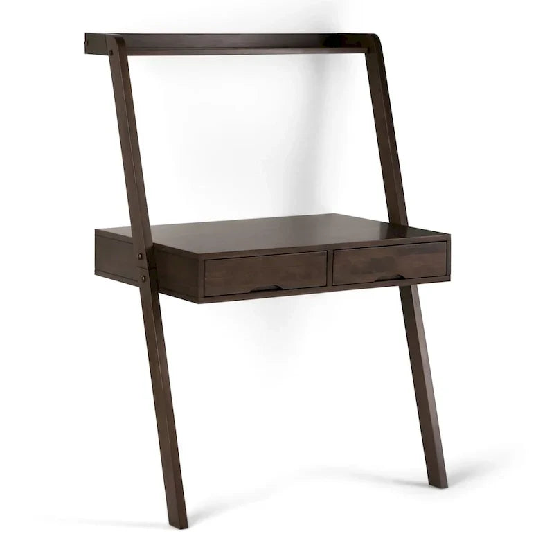 WYNDENHALL Darren Bureau mural contemporain en bois massif de 91 cm de large, couleur noyer chaud