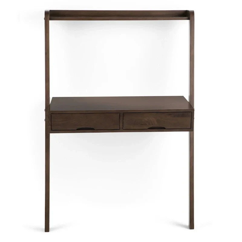 WYNDENHALL Darren Bureau mural contemporain en bois massif de 91 cm de large, couleur noyer chaud