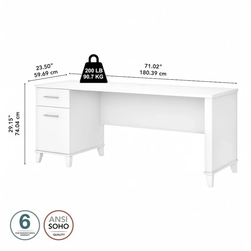 Bureau de direction 72 po Bush Furniture Somerset avec tiroirs de rangement