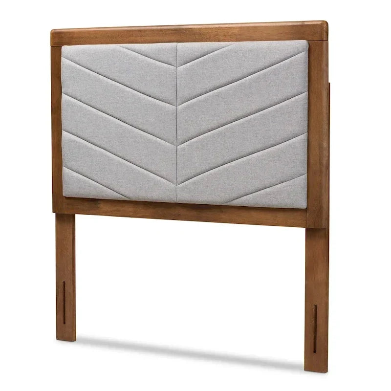 Tête de lit double moderne et contemporaine Iden en tissu et bois gris