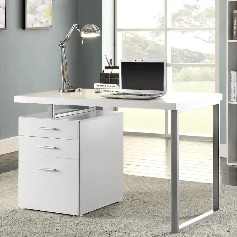 Bureau d'ordinateur d'écriture de bureau à domicile au design moderne avec tiroirs et classeur