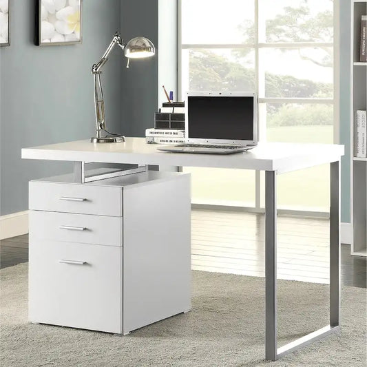 Bureau d'ordinateur d'écriture de bureau à domicile au design moderne avec tiroirs et classeur