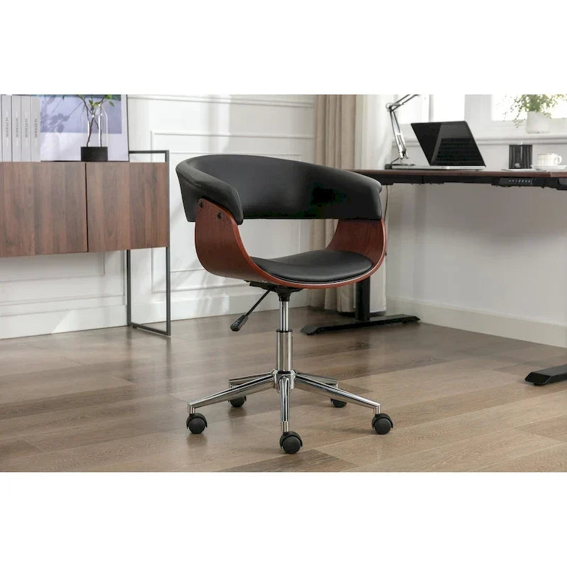 Fauteuil de bureau en similicuir Carson Carrington Sauoarkrokur avec piètement chromé
