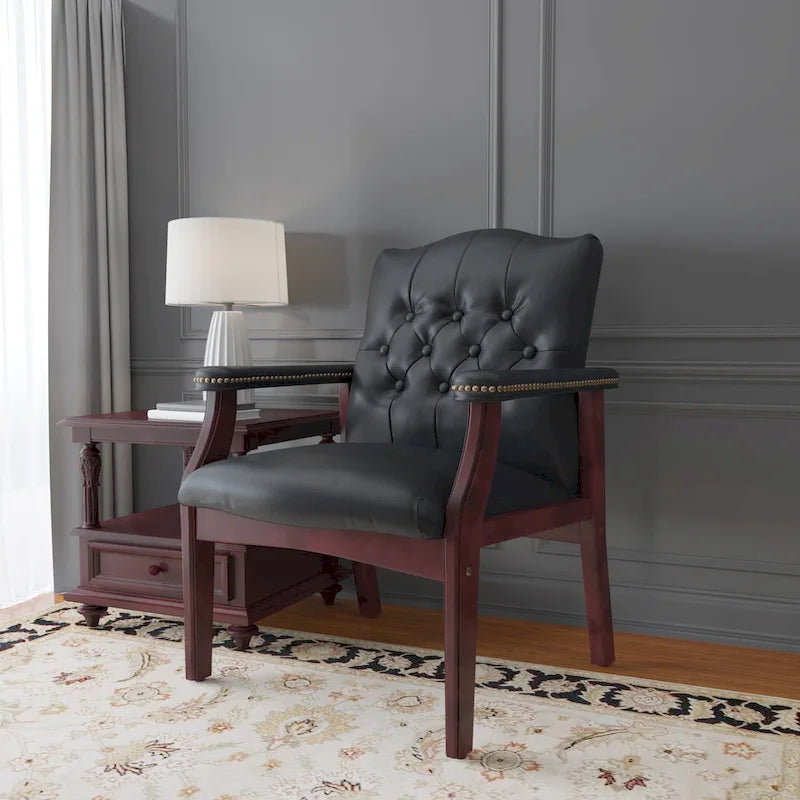 Chaise visiteur traditionnelle noire Boss