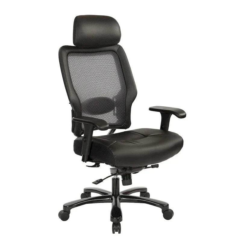 Fauteuil de bureau grande taille en cuir reconstitué noir