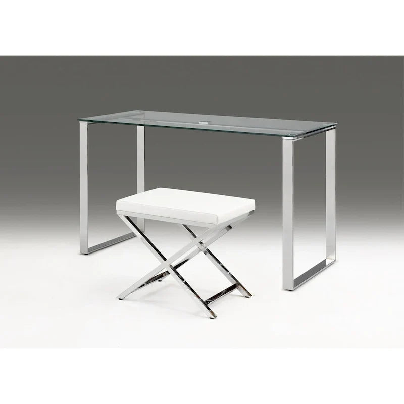Bureau en verre avec base de médaillon