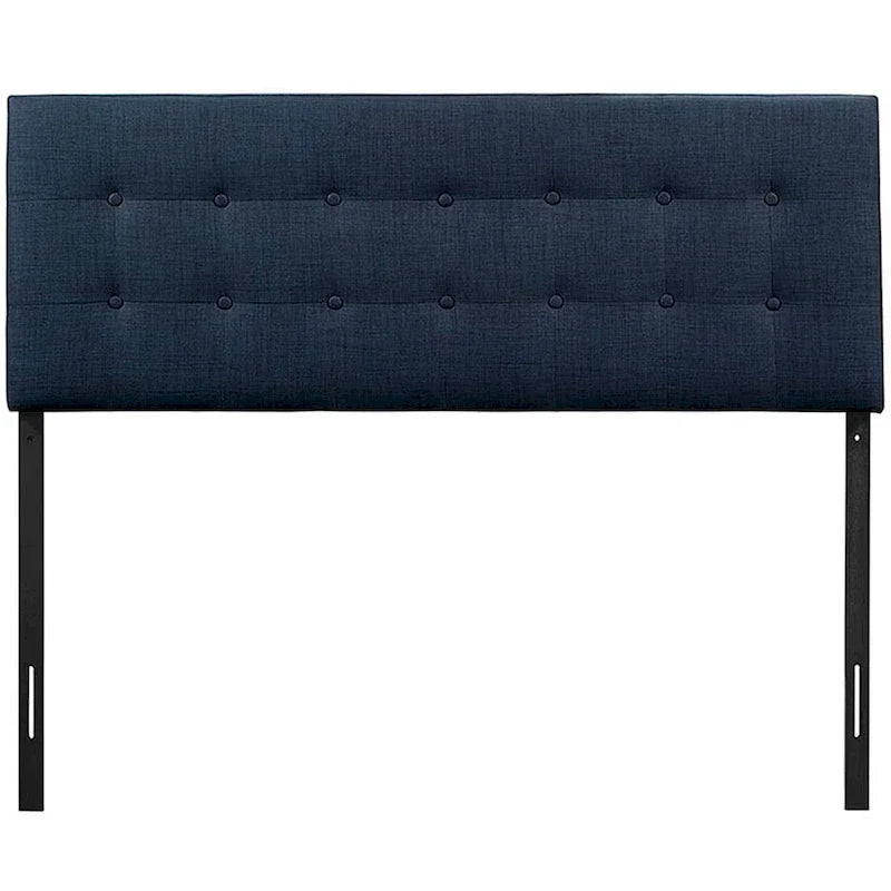 Tête de lit Hixson style contemporain avec revêtement en tissu bleu foncé pour grand lit (King Size)
