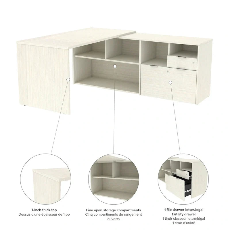 Bureau d'angle Bestar i3 Plus avec 2 tiroirs