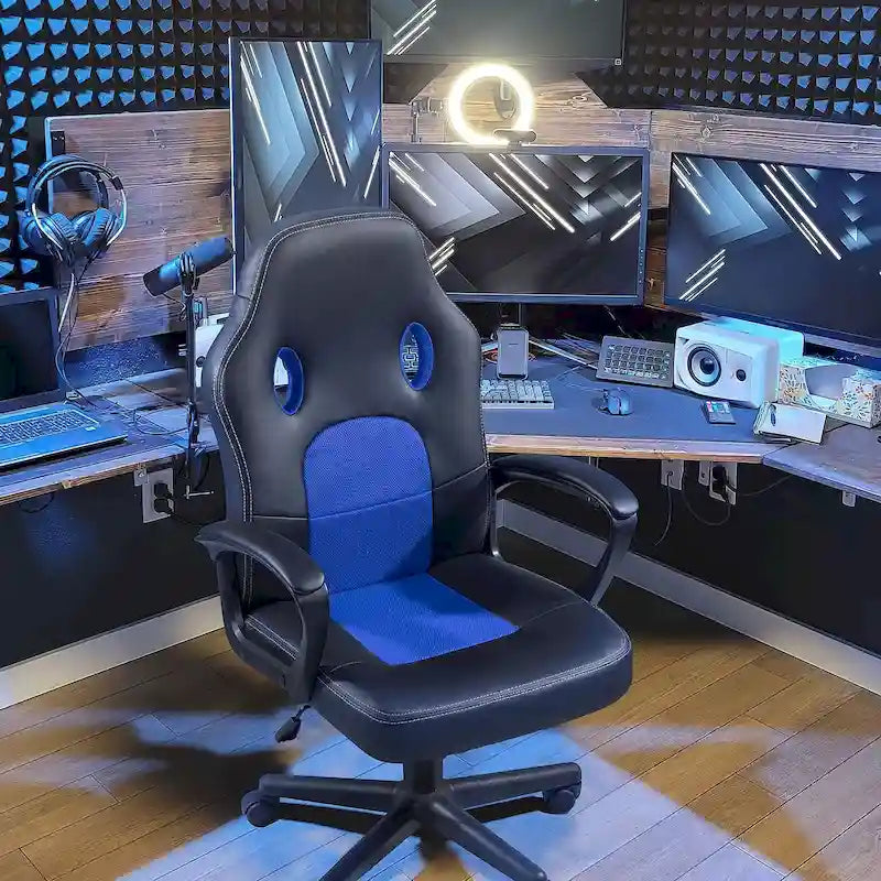 Chaise de bureau et de jeu en cuir à dossier haut Homall