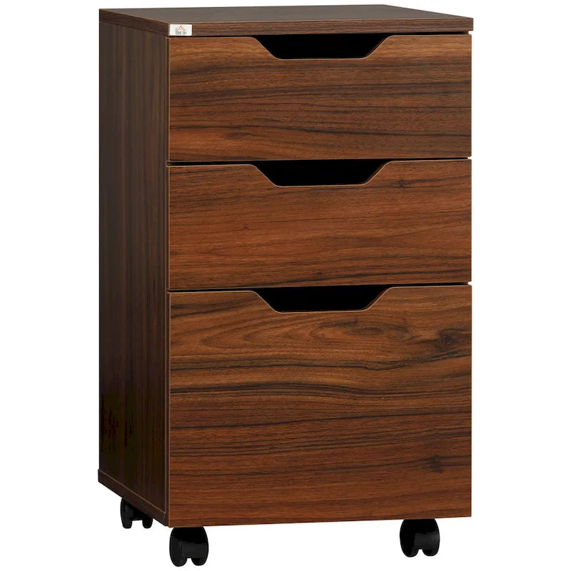 HOMCOM Meuble de Rangement à 3 Tiroirs sur Roulettes, Support d'Imprimante, Meuble de Classement Vertical