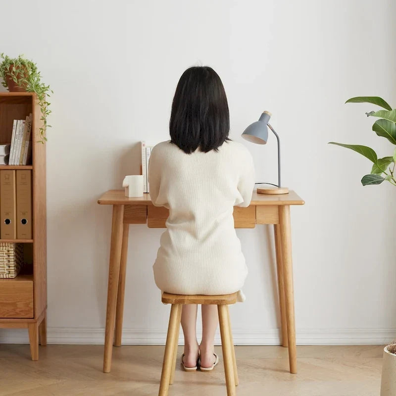 Bureau d'ordinateur en bois massif naturel à 100 %