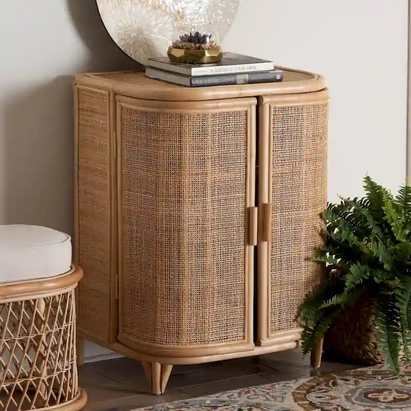 Meuble de rangement Yanka bohème en rotin naturel