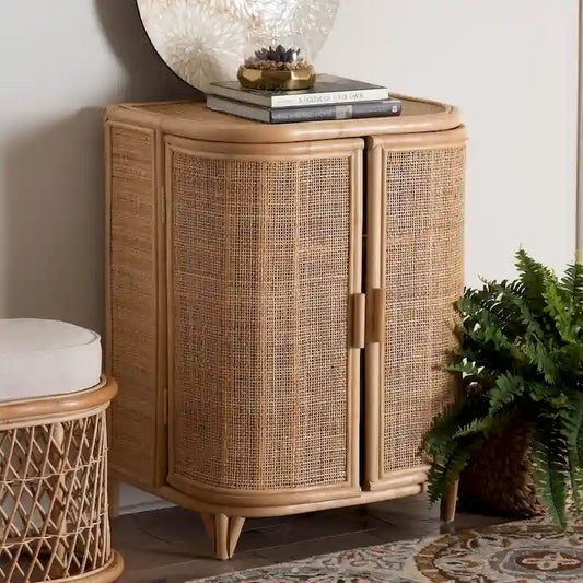 Meuble de rangement Yanka bohème en rotin naturel