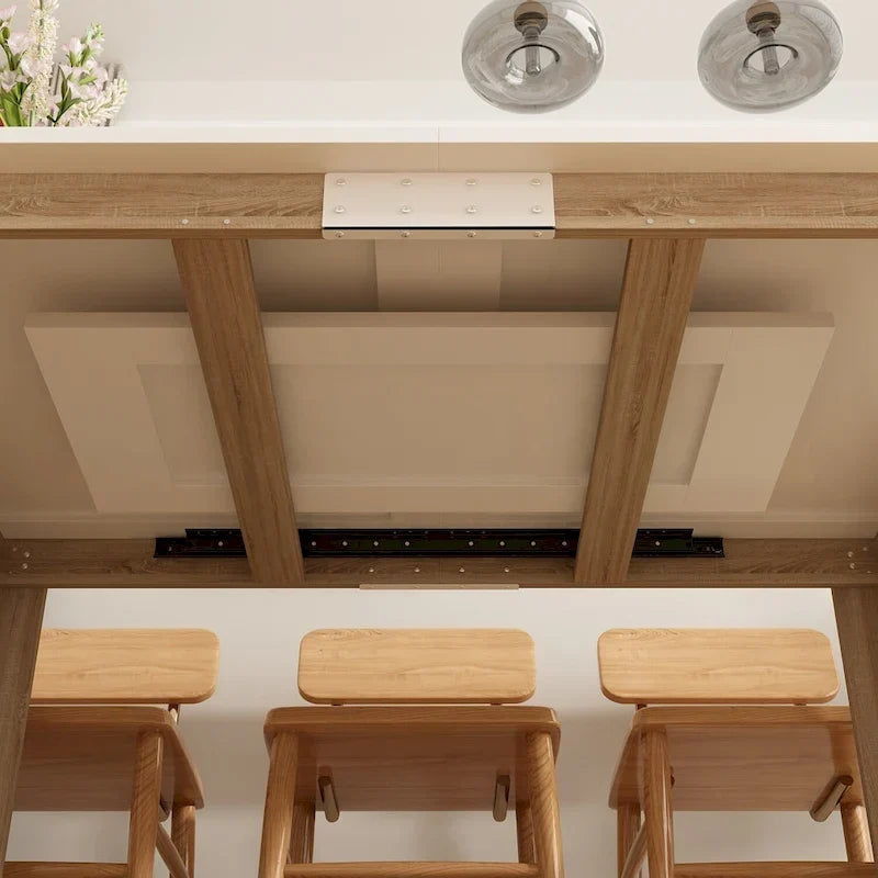 Bureau rectangulaire en bois Table à manger extensible Table sur pied