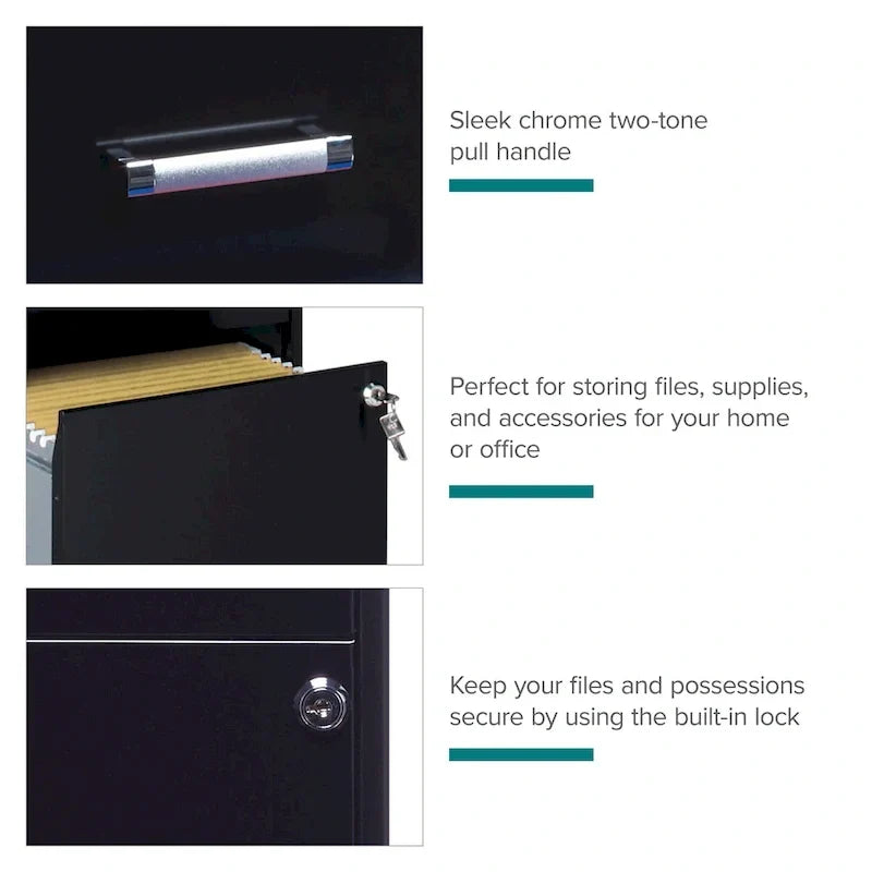 Classeur métallique noir Space Solutions à 4 tiroirs, profondeur de 18 pouces