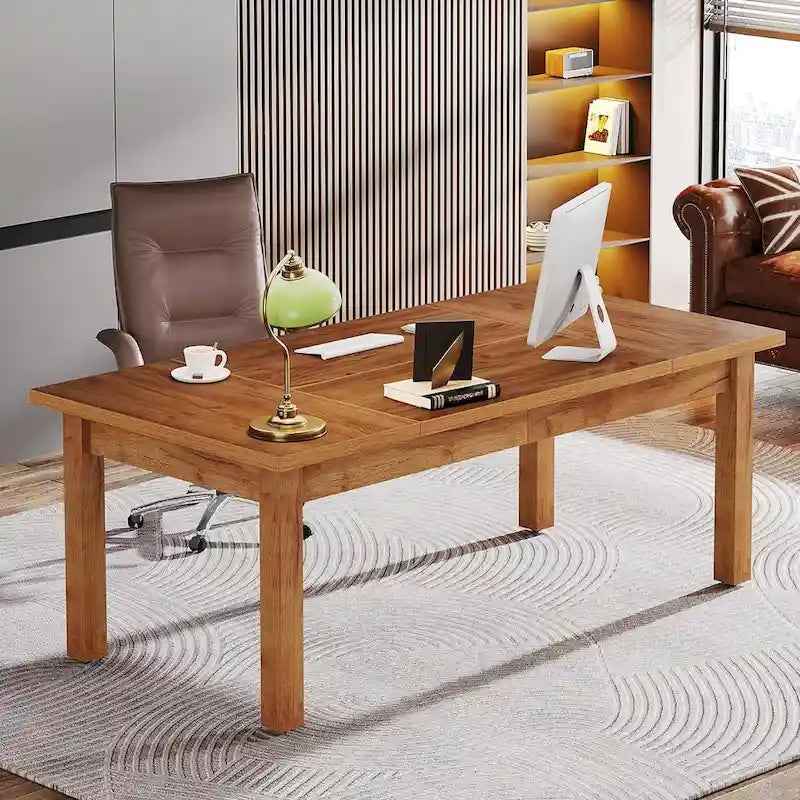Bureau de direction de 71 pouces, bureau d'ordinateur de style rustique pour le bureau à domicile