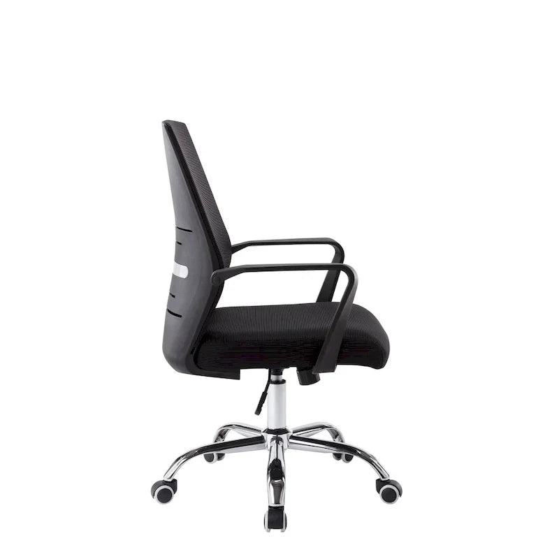 Chaise de bureau ergonomique en maille Balzac Porthos Home avec base à roulettes chromée