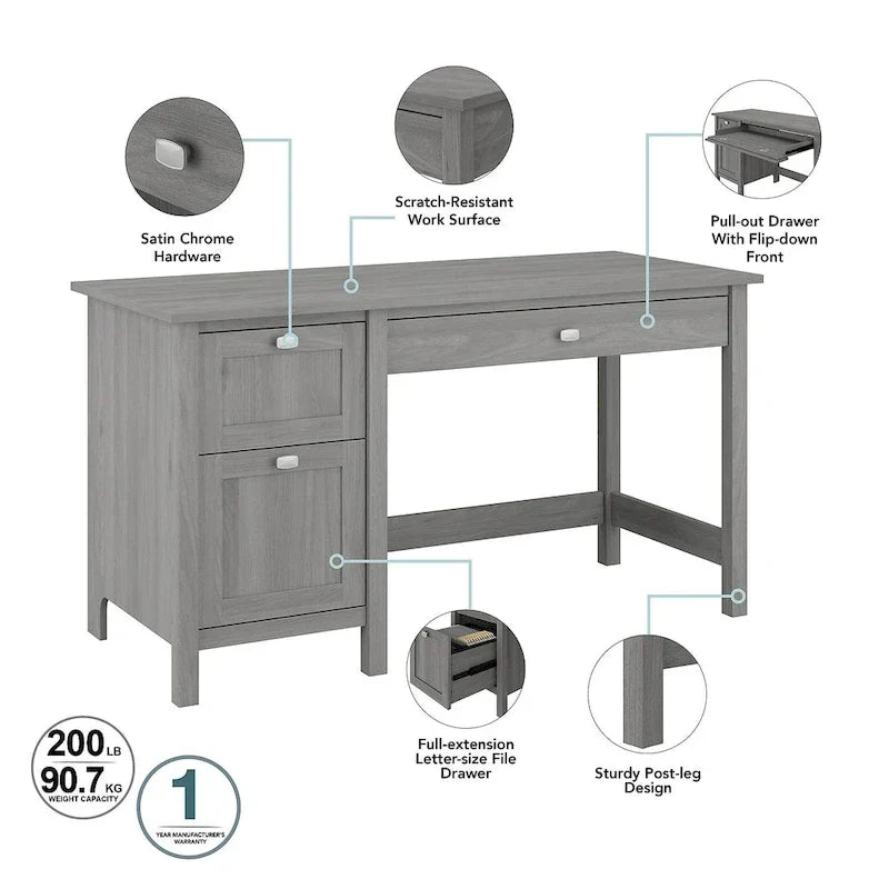 Bureau informatique Broadview 54W avec organisateur de bureau par Bush Furniture