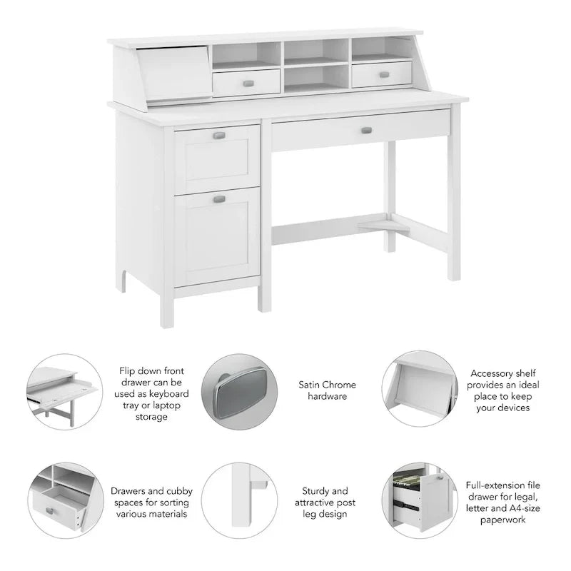 Bureau informatique Broadview 54W avec organisateur de bureau par Bush Furniture