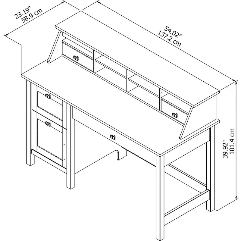 Bureau informatique Broadview 54W avec organisateur de bureau par Bush Furniture